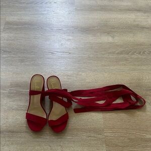 Lulu's Red Ankle Wrap Sandals
